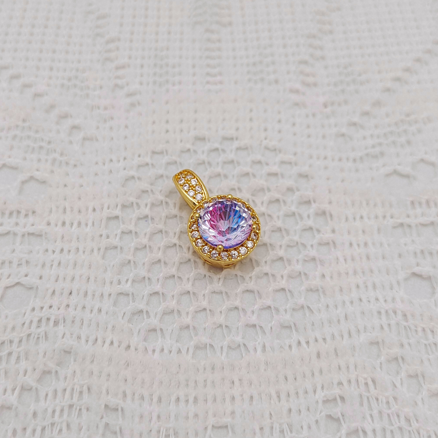 【B26】1PCS Firework-Cut Zircon Clasp Pendant | Dual-Use | Gold/Silver Base | DIY Jewelry Making Accessory