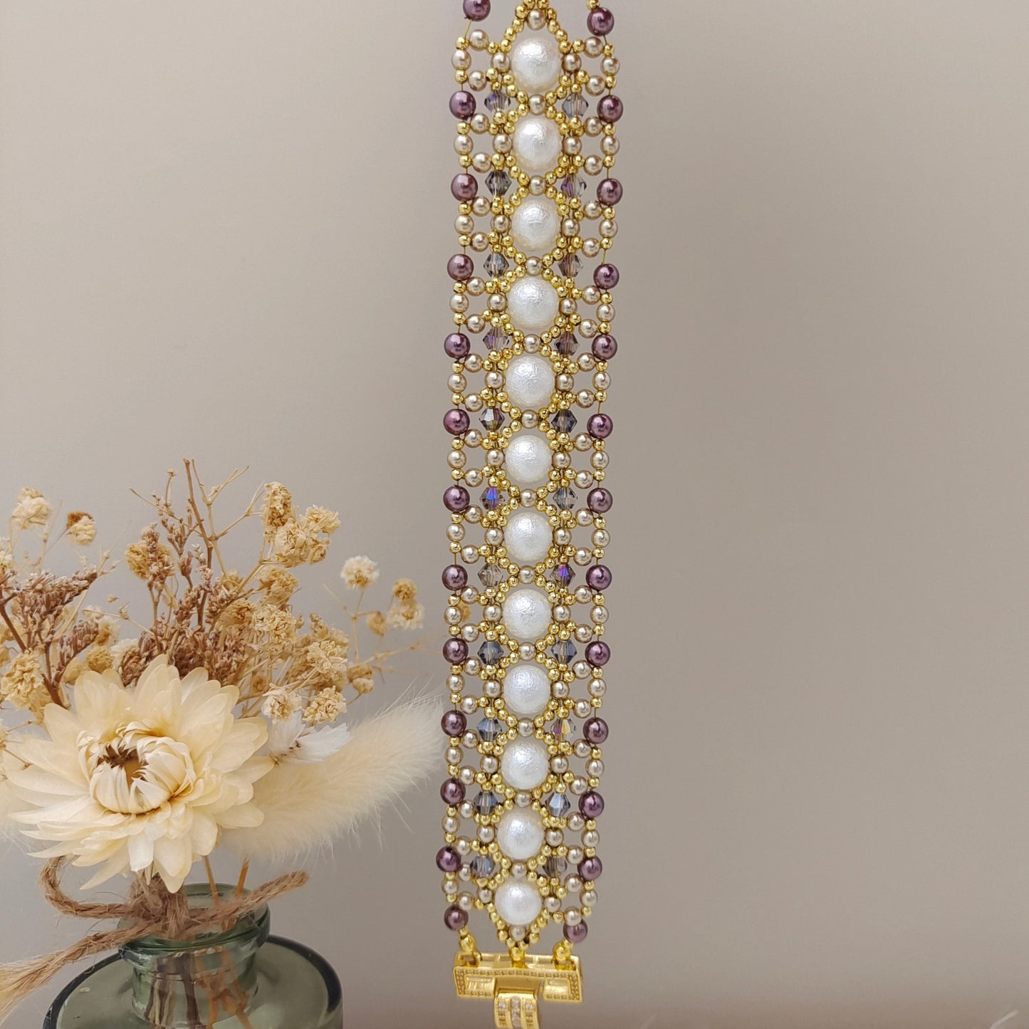 【No.158】DIY Queen’s Crown Bracelet Kit – Pearls, Marquise Beads, Seed Beads & 6-Hole Clasp | Full Tutorial iFCraftorium