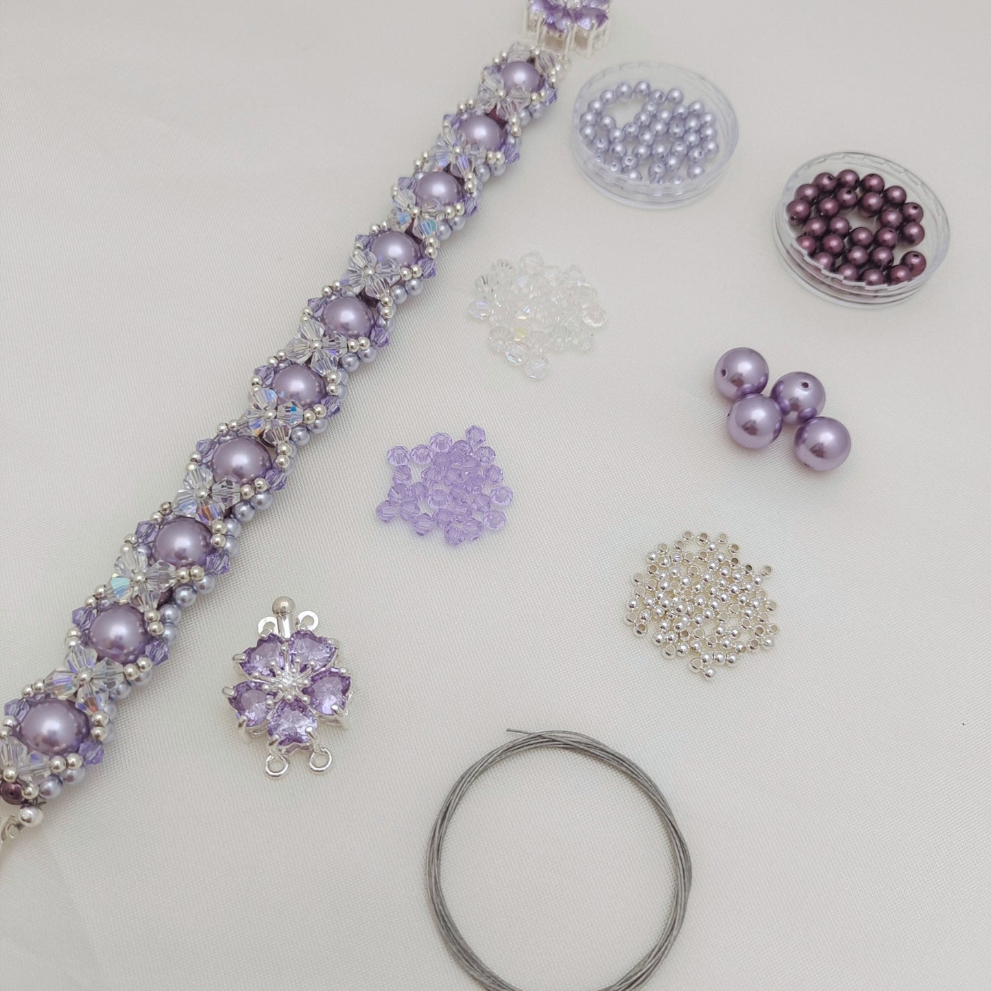 【No.142】Bracelet DIY Kit-Snow Lotus Pearl Beaded Bracelet | Handmade Jewelry Gift | Elegant Layered Design | Beading Materials + Full Tutorial iFCraftorium