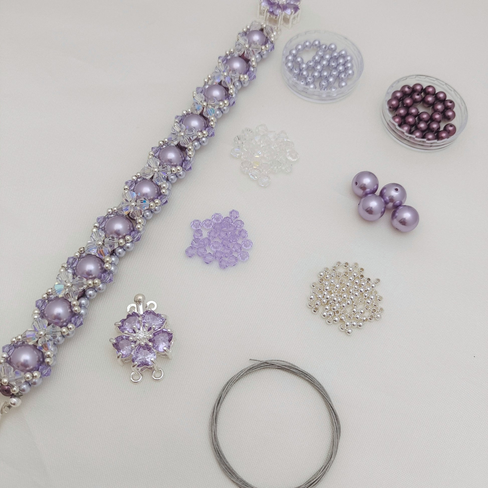 【No.142】Bracelet DIY Kit-Snow Lotus Pearl Beaded Bracelet | Handmade Jewelry Gift | Elegant Layered Design | Beading Materials + Full Tutorial iFCraftorium