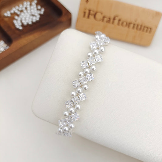 DIY square zircon pearl bracelet making kit