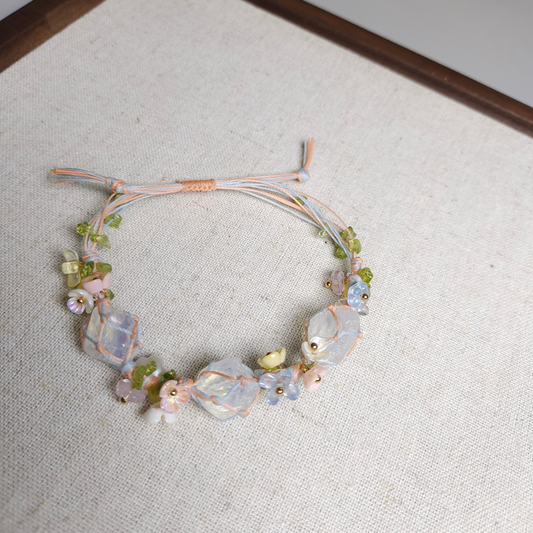 Opal bracelet with raw crystals