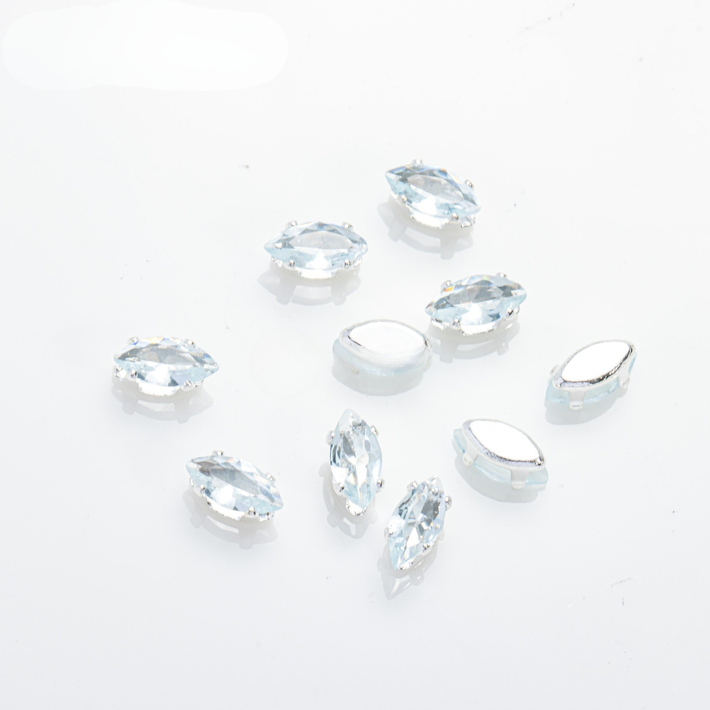 【A31】50pcs Marquise Zircon Spacer Beads – 4x8mm Silver-Claw DIY Jewelry Supplies