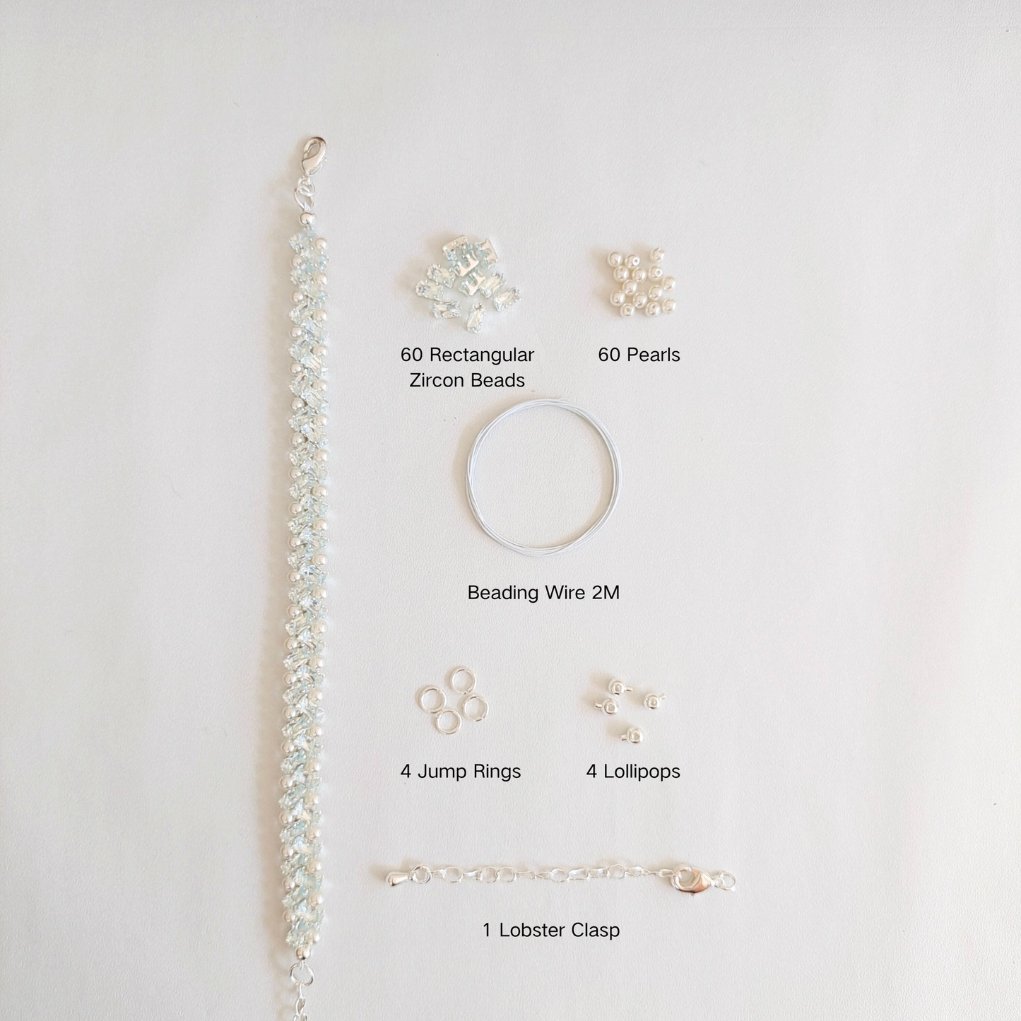 No.20 Frozen-Inspired Elsa DIY Bracelet Kit – Ice Blue CZ, Pearls, Lollipop Charms