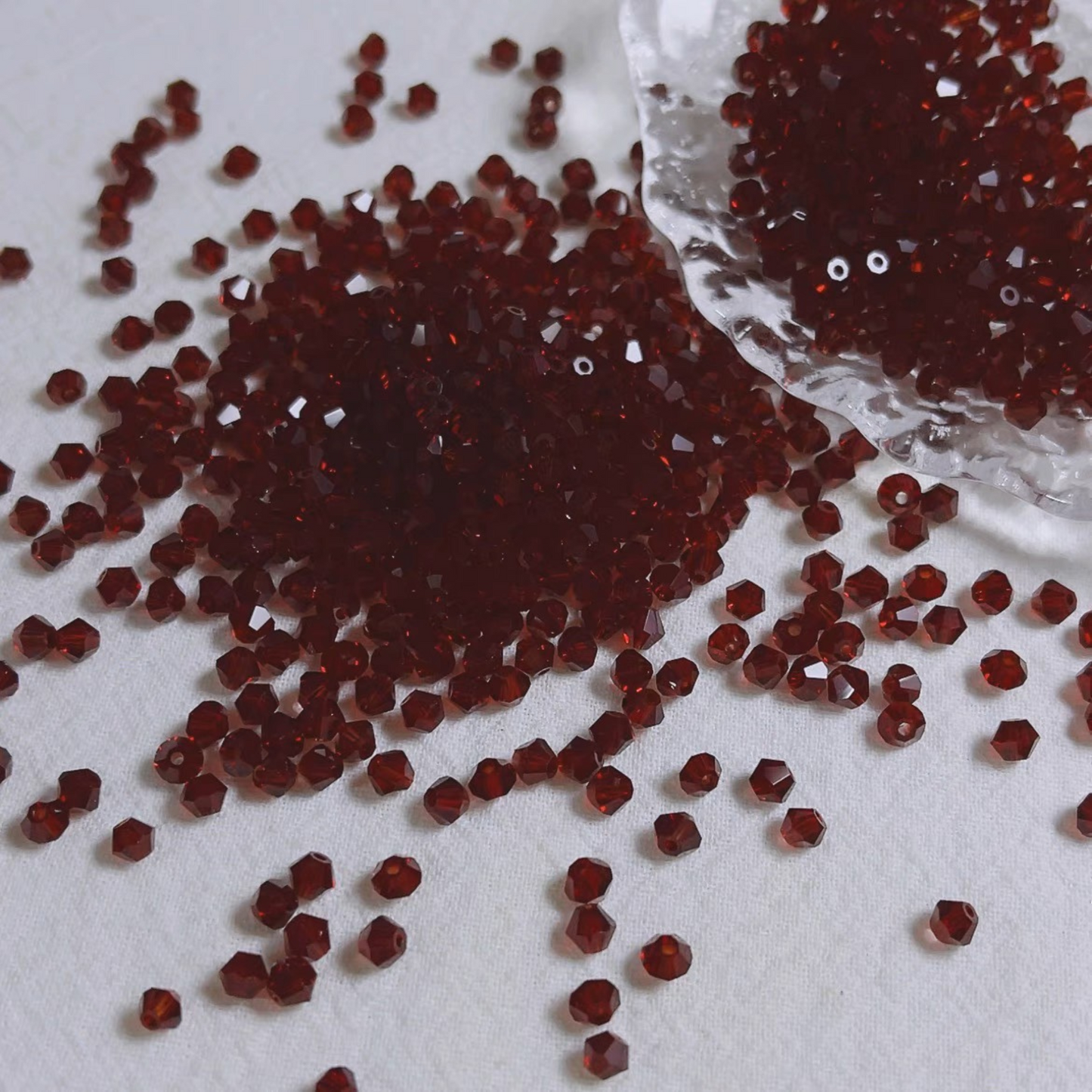 【L04】200pcs 4mm Transparent Diamond-Cut Glass Bicone Beads – Spacer Beads for DIY Bracelets & Necklaces