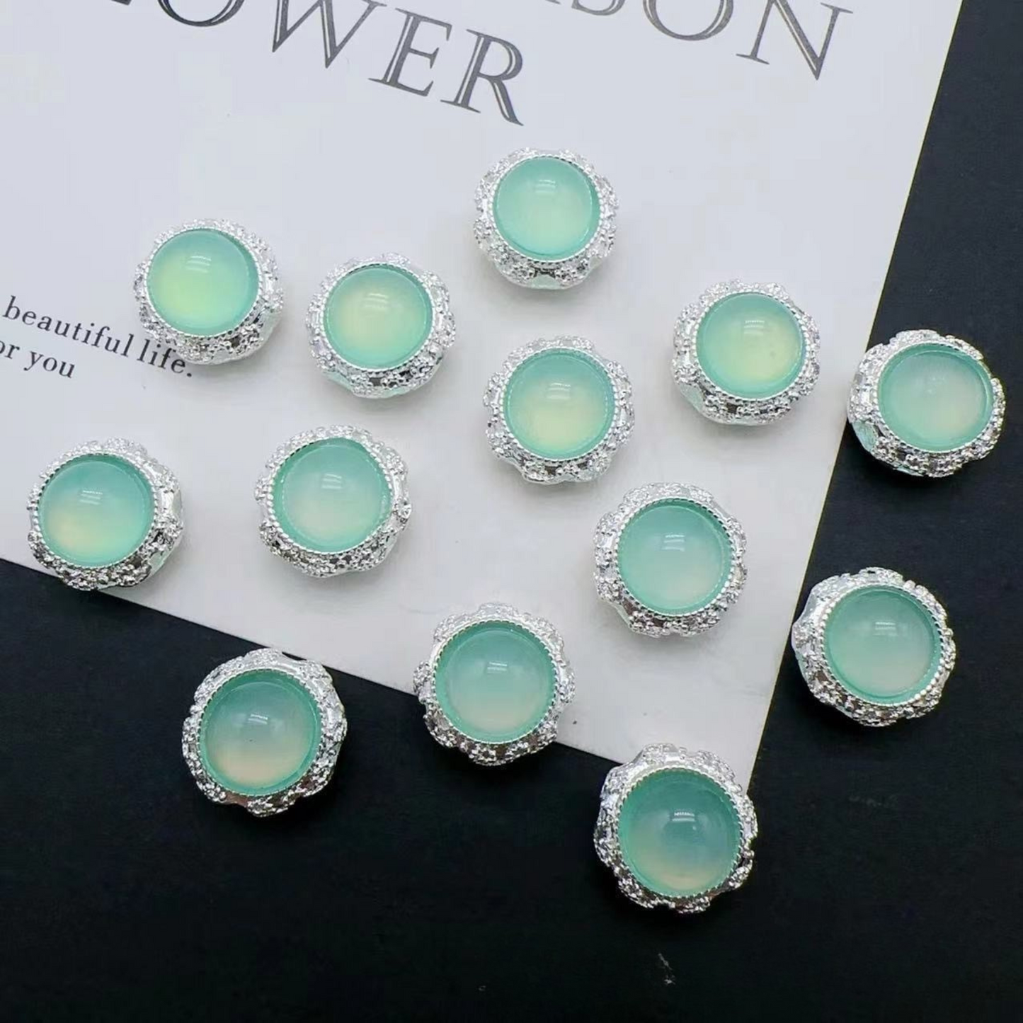 【S05】3PCS Multi-Hole Cat Eye CZ Spacer Beads – Silver-Plated, Round Copper Beads for DIY Bracelets & Jewelry