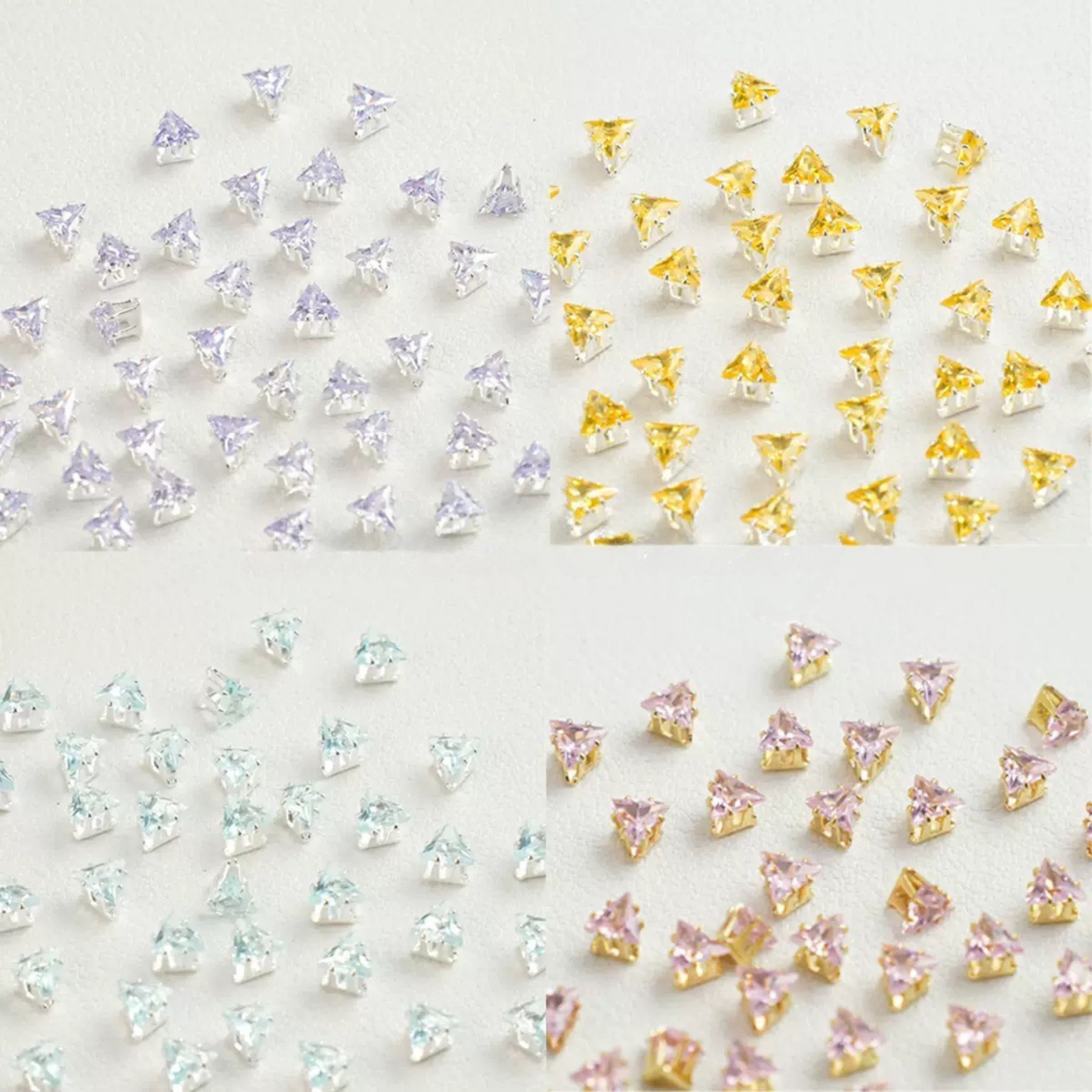 Triangle Silver Base Zircon Beads