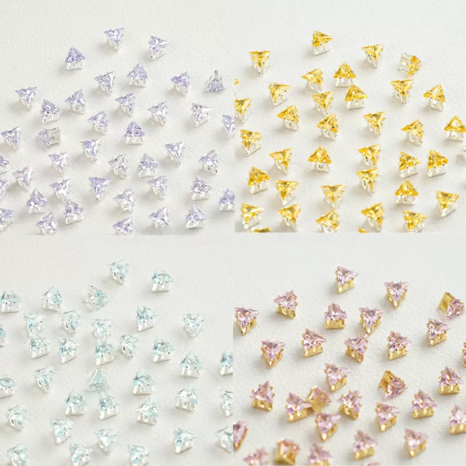 Triangle Silver Base Zircon Beads