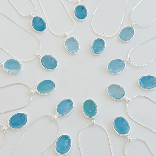 Aquamarine necklace close-up
