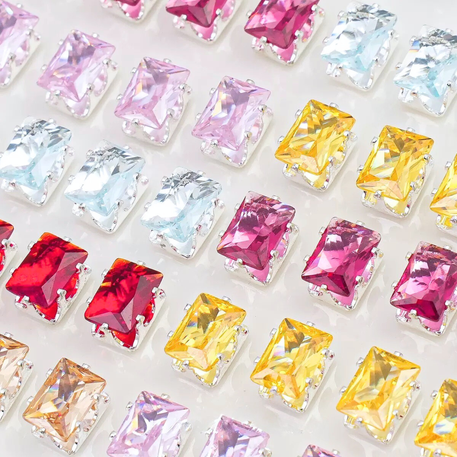 Silver-plated baguette zirconia crystals
