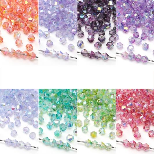 Iridescent aurora crystal beads in diamond shape