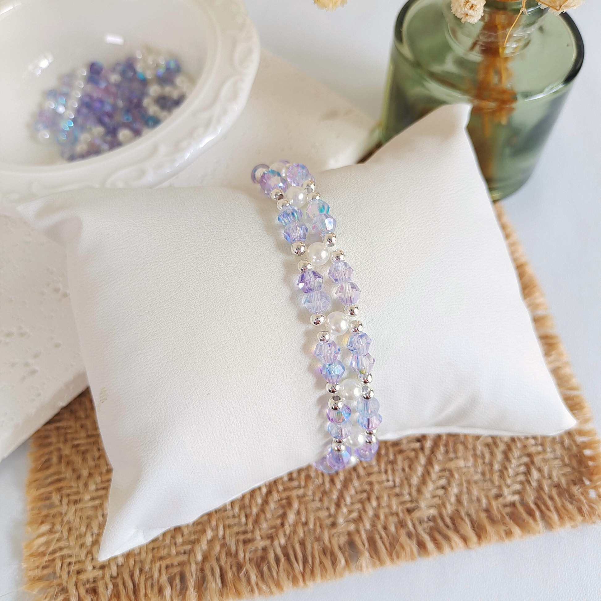Handmade bracelet with aurora purple crystal beads