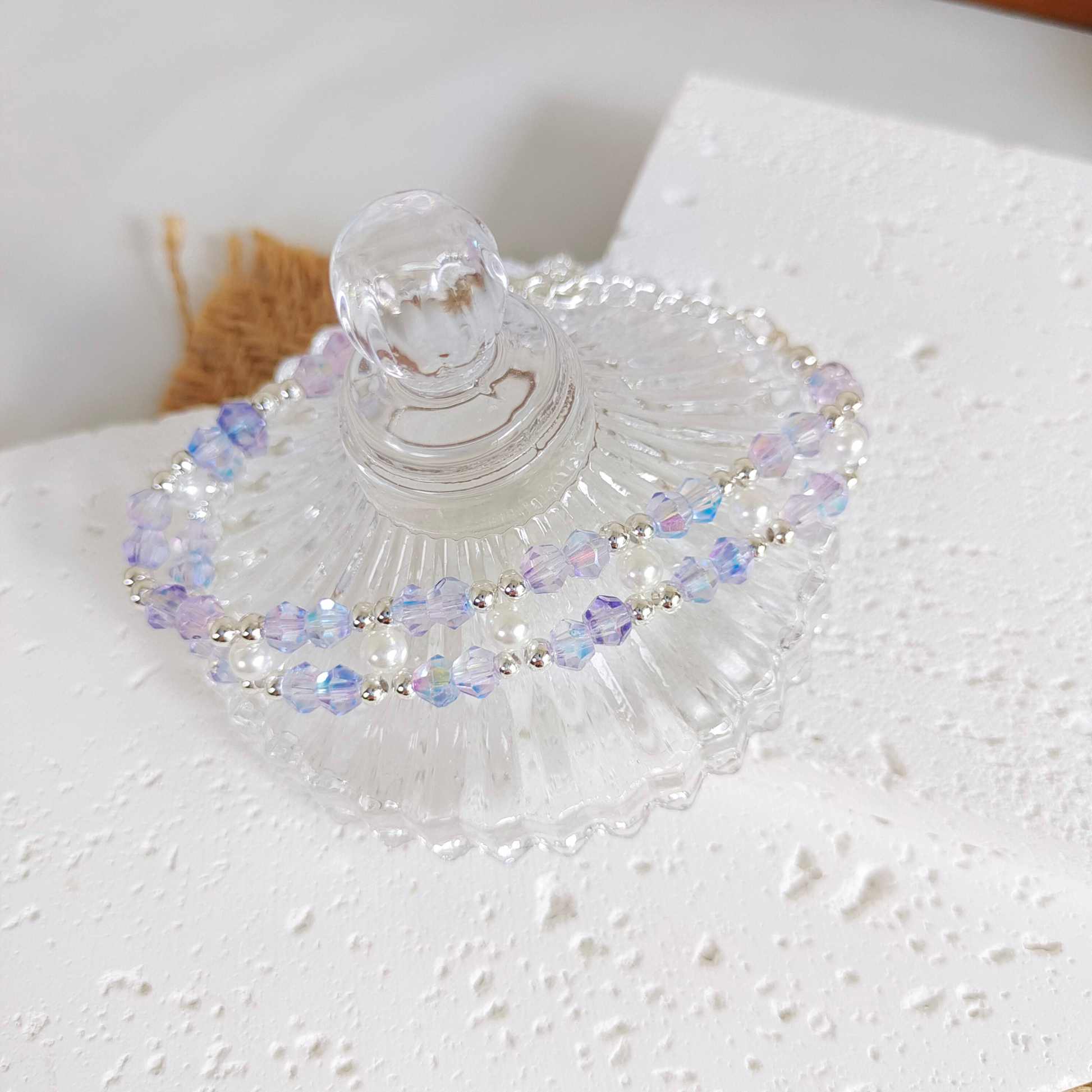 Aurora-effect purple crystal bracelet, elegant and handmade