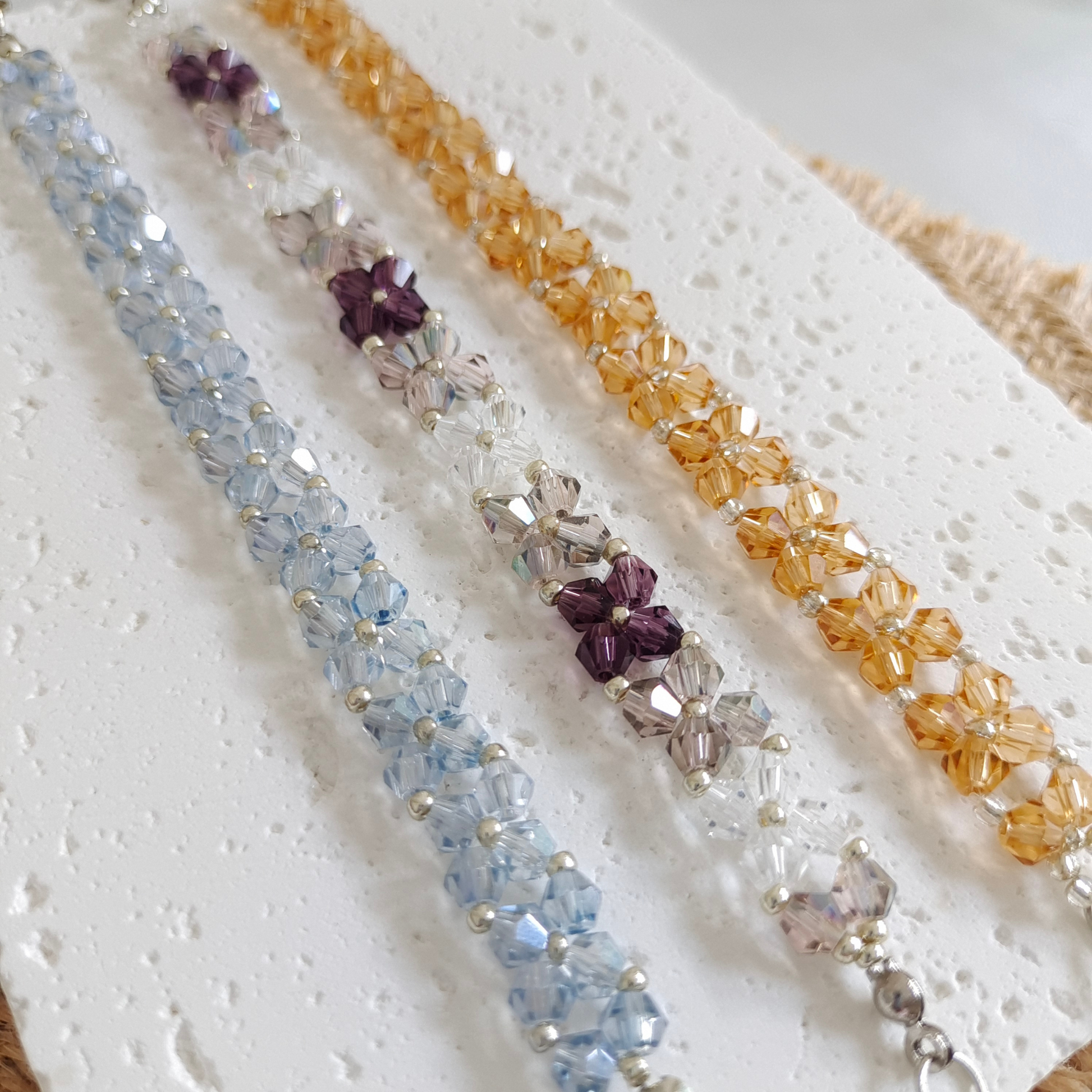 Delicate beaded bracelet featuring sparkling bicone crystals