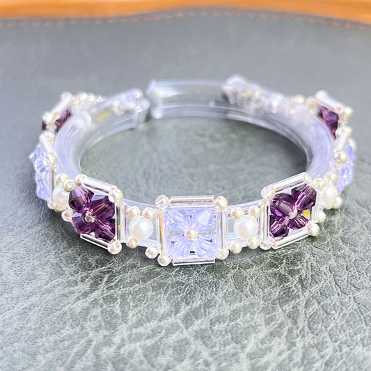 Grape purple hand-beaded bracelet full view