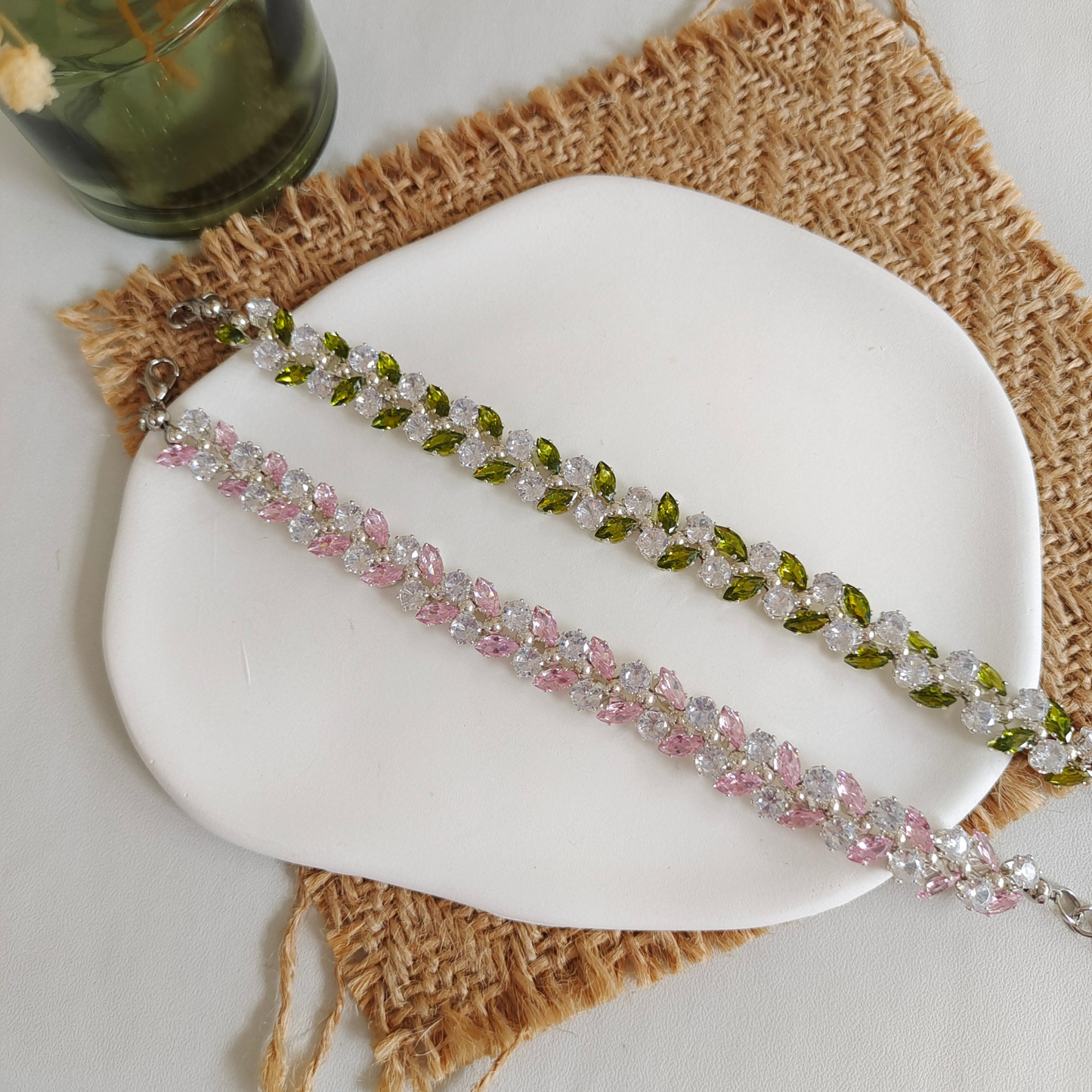 Symbolic olive branch bracelet featuring sparkling zirconia