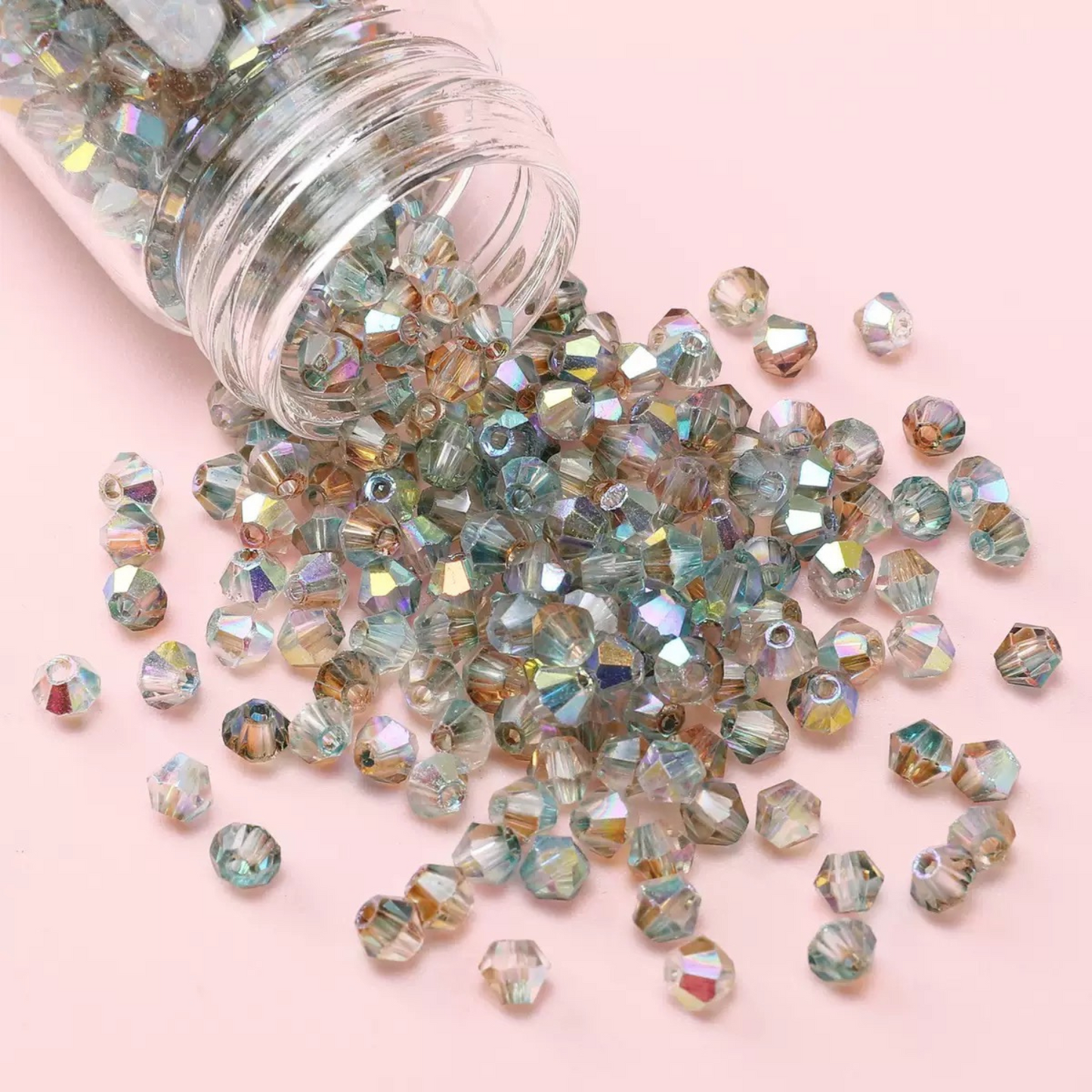 Shiny aurora effect crystal beads with multicolor reflective coating