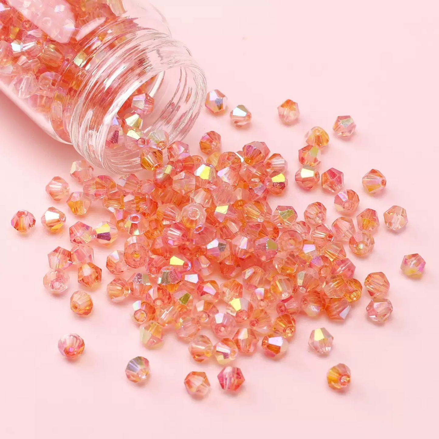 Aurora diamond-shaped crystal beads with multicolor shimmer
