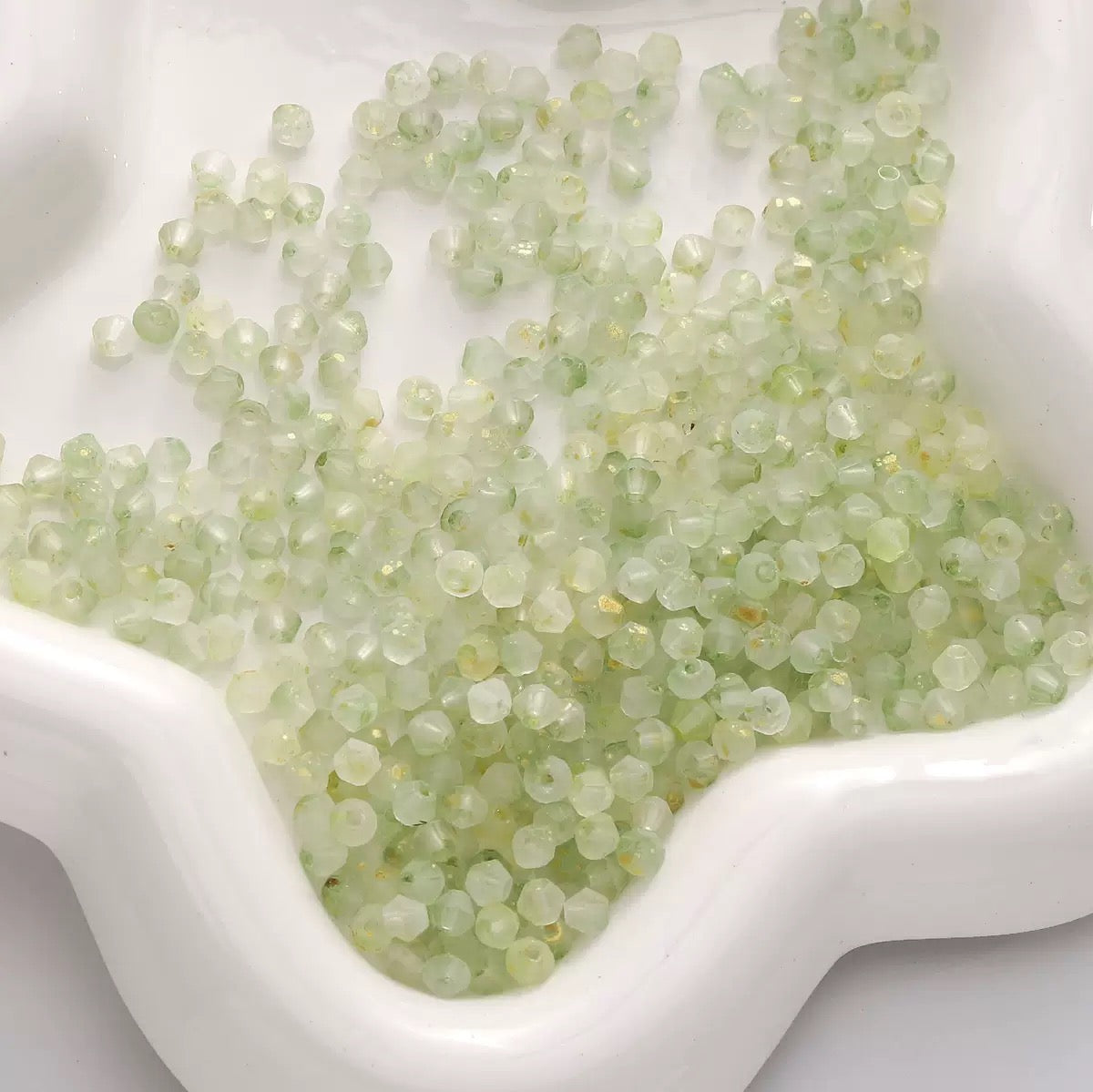 Green frosted cream diamond beads for handmade bracelet designs