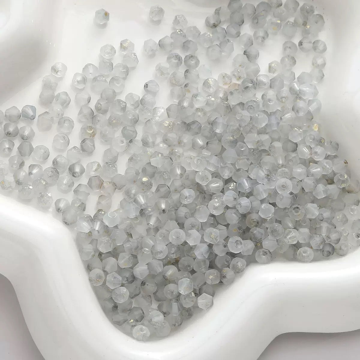 Grey frosted cream diamond beads for handmade bracelet designs