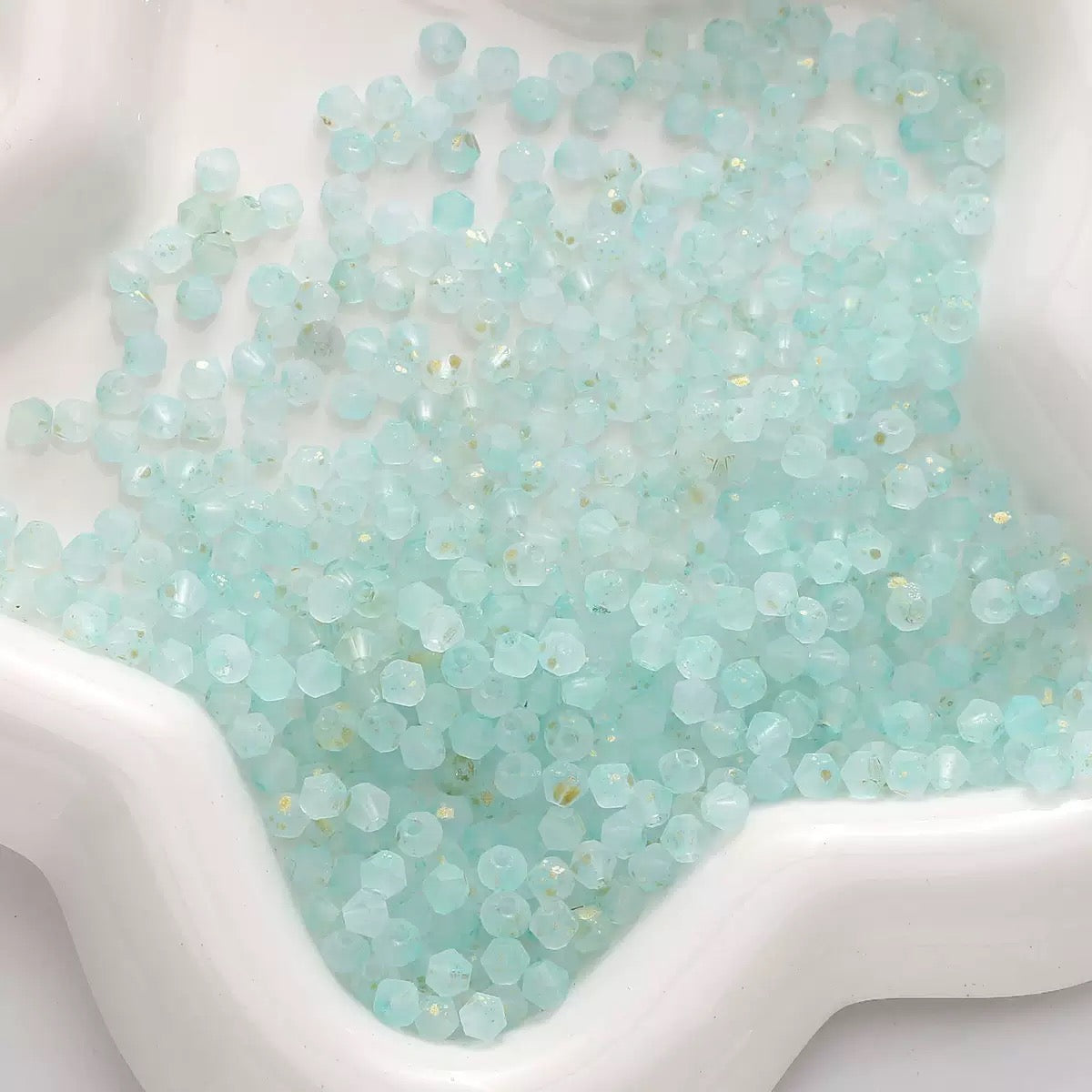 Lake blue frosted cream diamond beads for handmade bracelet designs