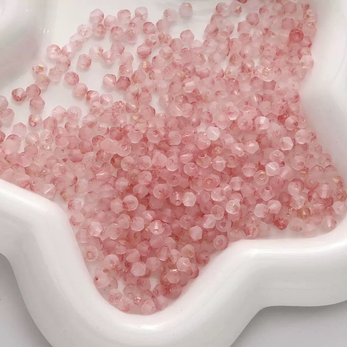 Pink frosted cream diamond beads for handmade bracelet designs