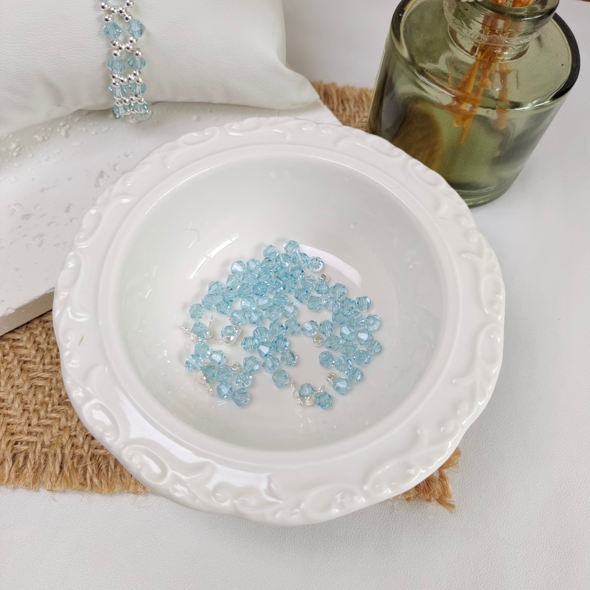 crystal blue beads for bracelets