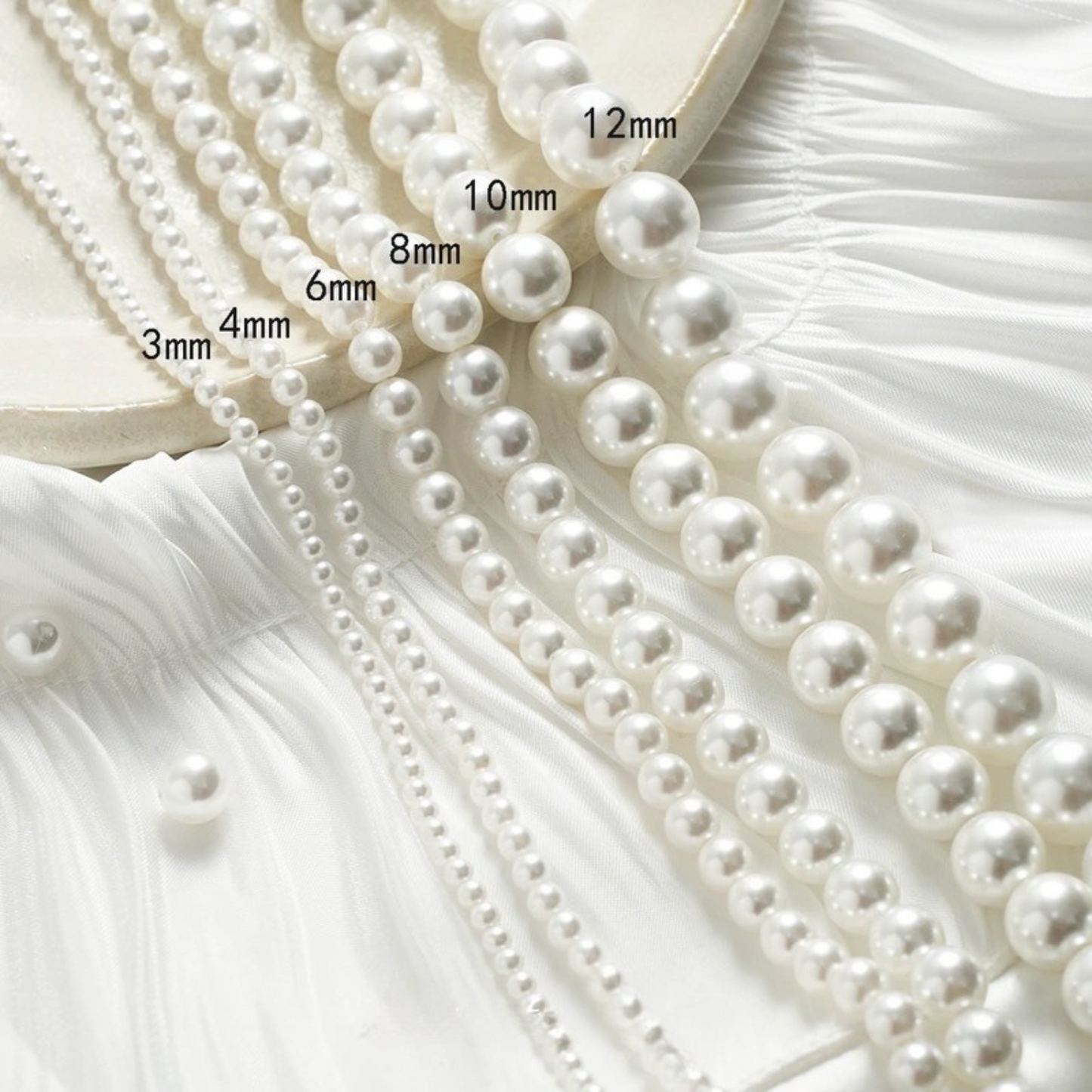 Assorted faux pearls in 8 sizes for custom jewelry making