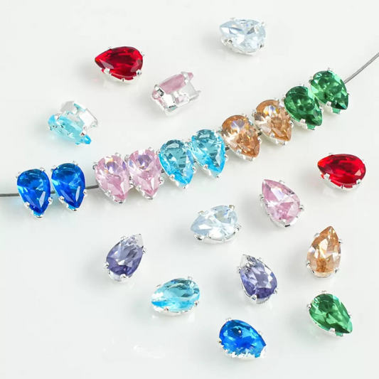 Handmade jewelry silver-plated teardrop zircon bead