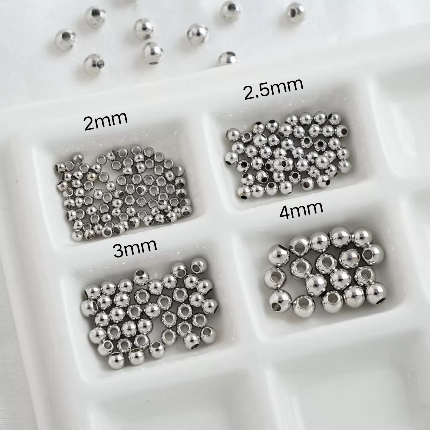 Multi-size steel gray beading beads perfect for detailed DIY projects