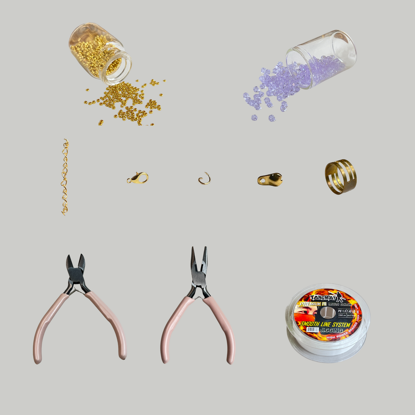 Complete beading kit with assorted beads, tools, and accessories for DIY jewelry making