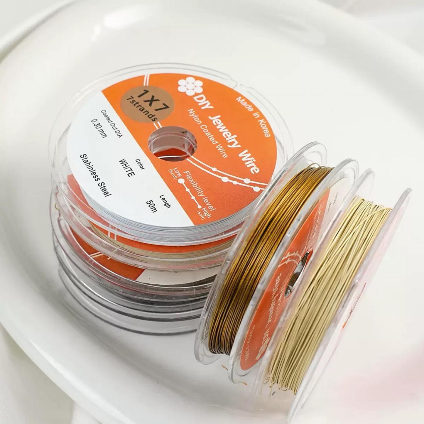 Gold-colored soft steel wire for jewelry beading and crafts