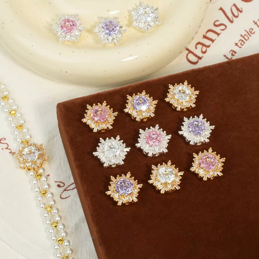 Snowflake rose zircon spacer beads