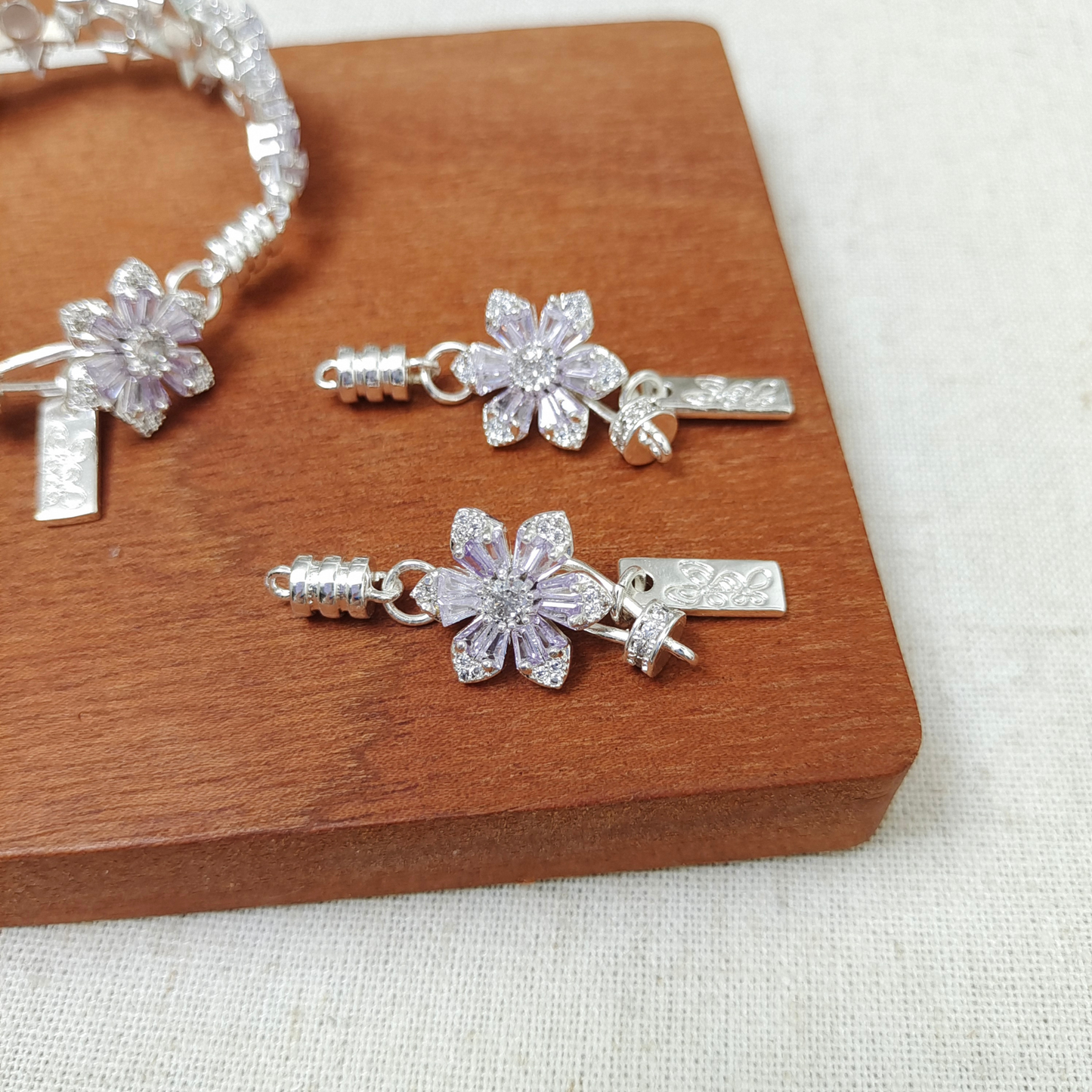 Purple zircon cherry blossom clasp detail for handmade accessories