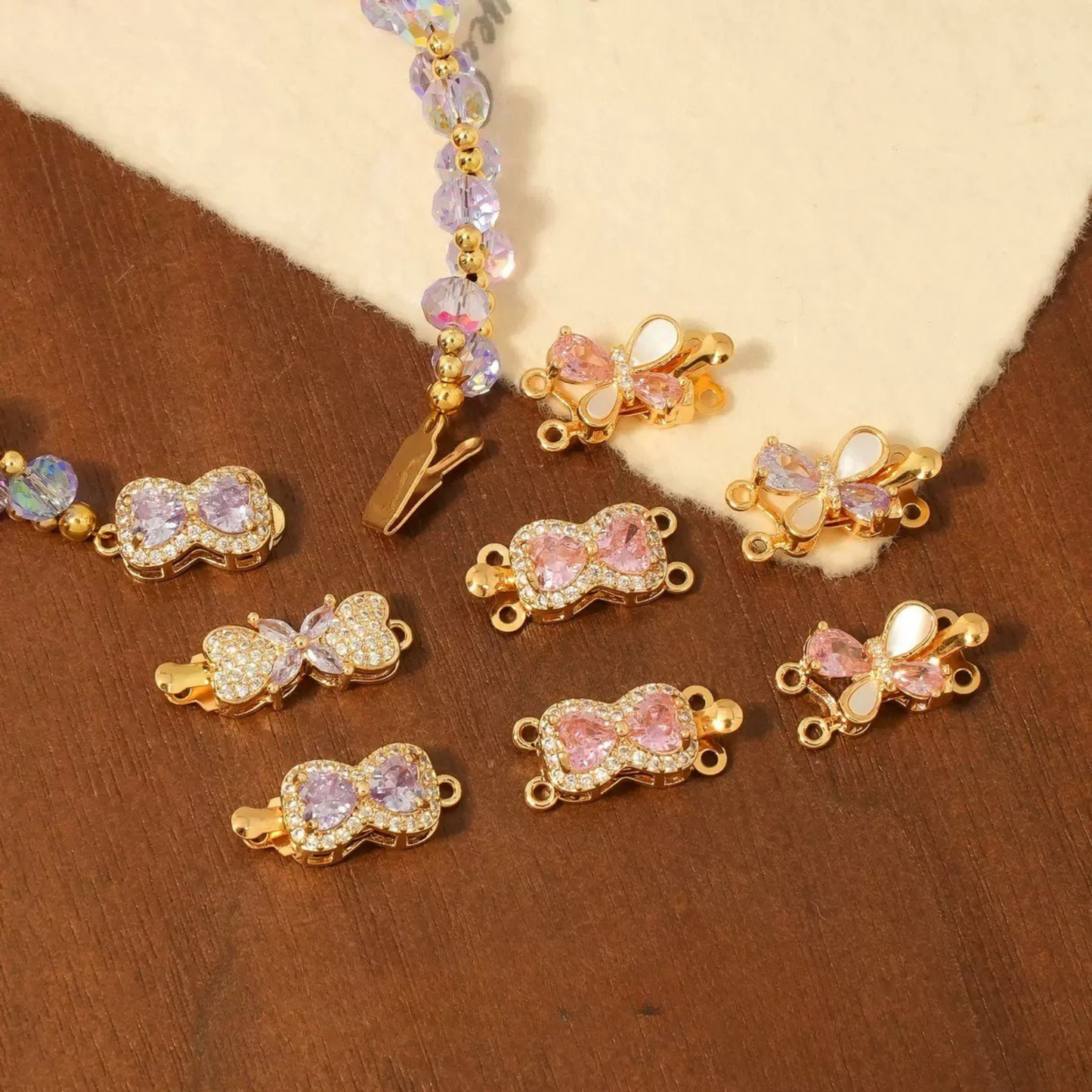 Gold base butterfly zircon insert clasp for DIY jewelry