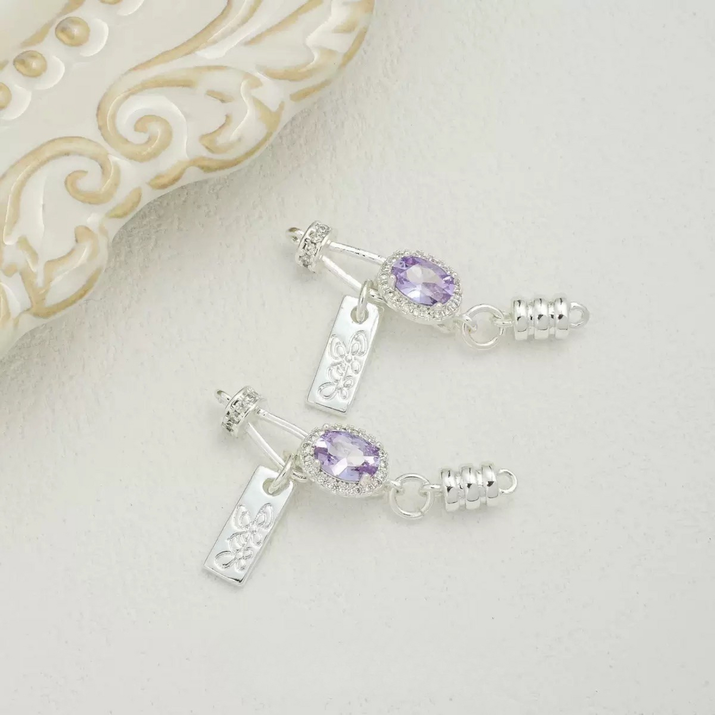 Purple oval zircon clasp for DIY jewelry