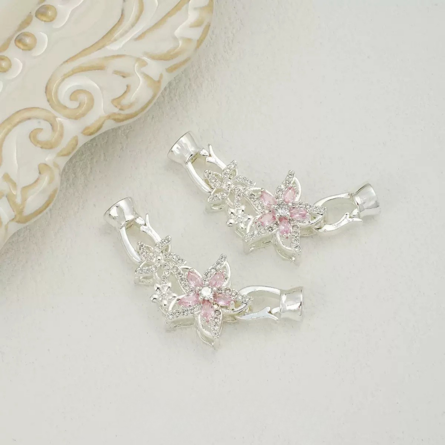 Star-shaped pink zircon connector for handmade accessories