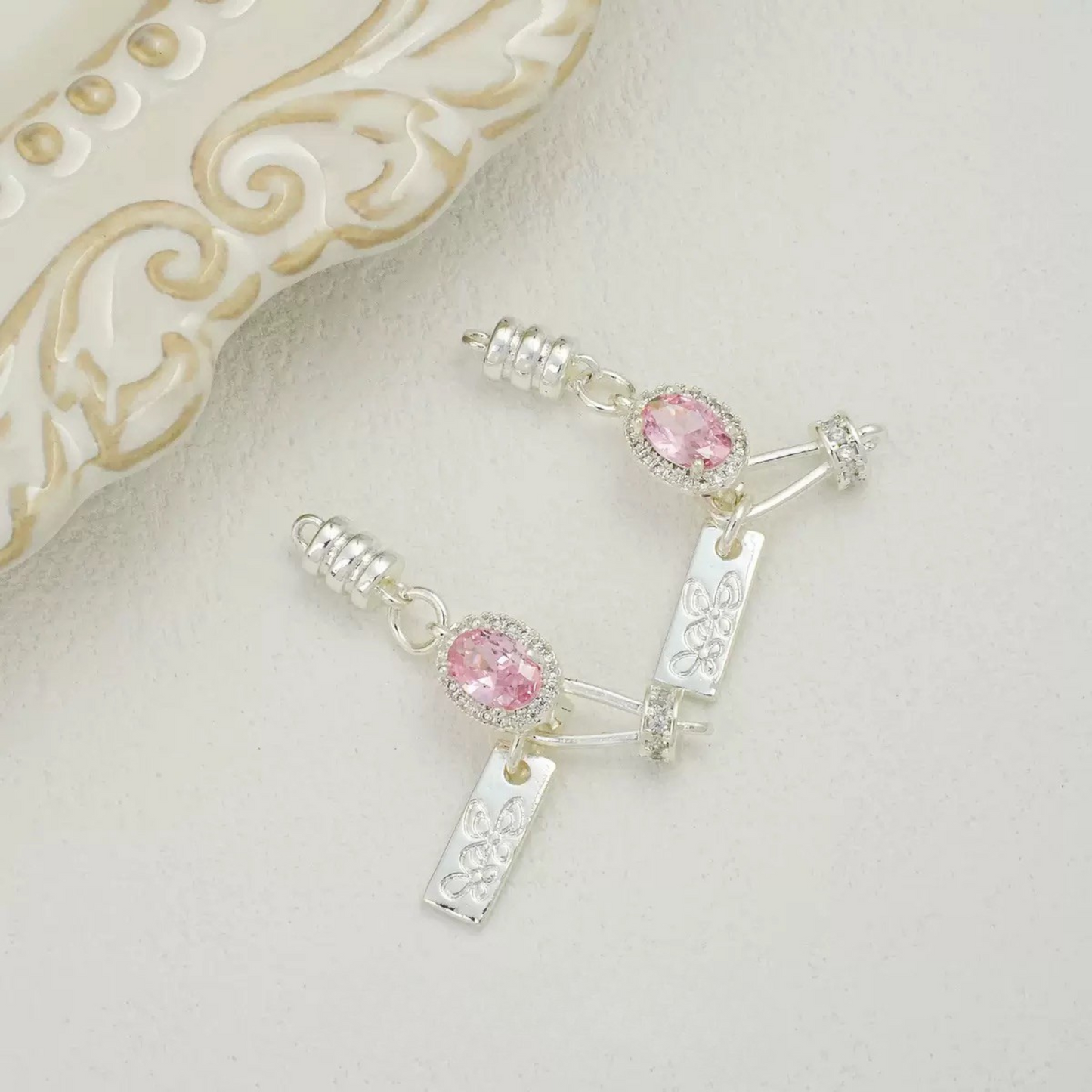Pink oval zircon clasp for DIY jewelry