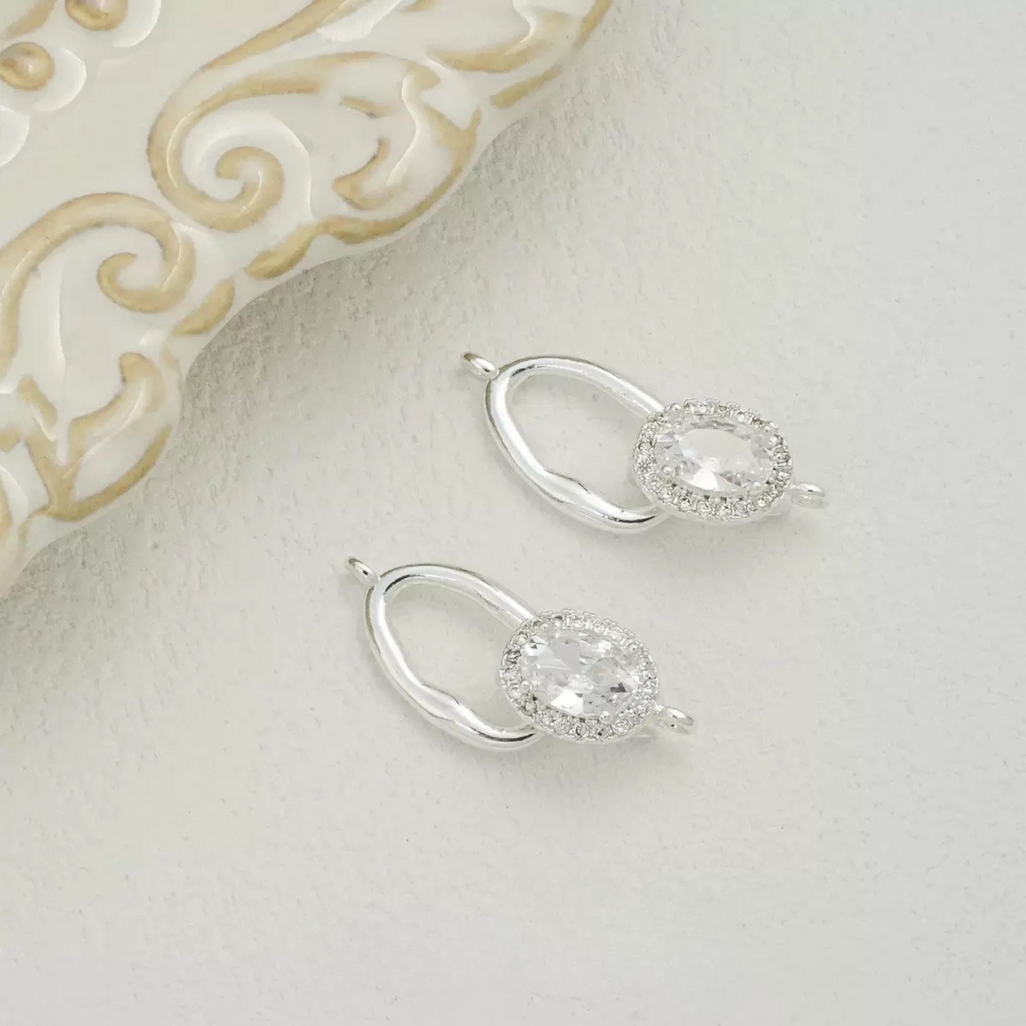DIY clasp with white oval zircon stone