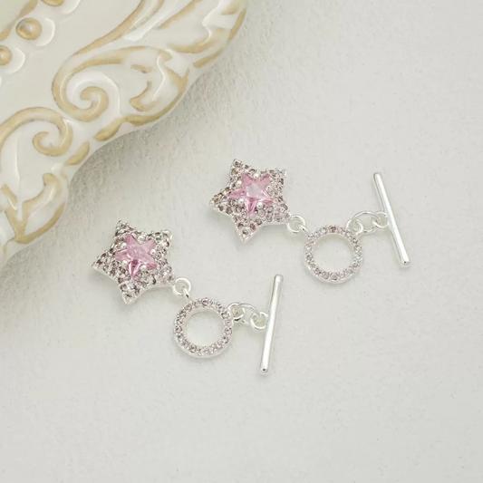 Pink star zircon clasp for DIY jewelry