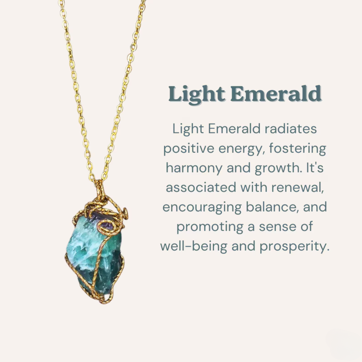 Natural emerald healing necklace