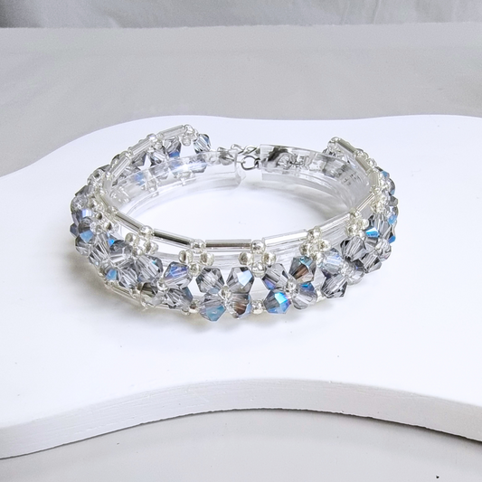 Blue-grey diamond beads bracelet in full view