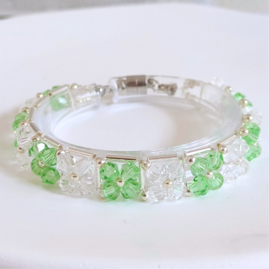 Fresh green and clear diamond bead bracelet