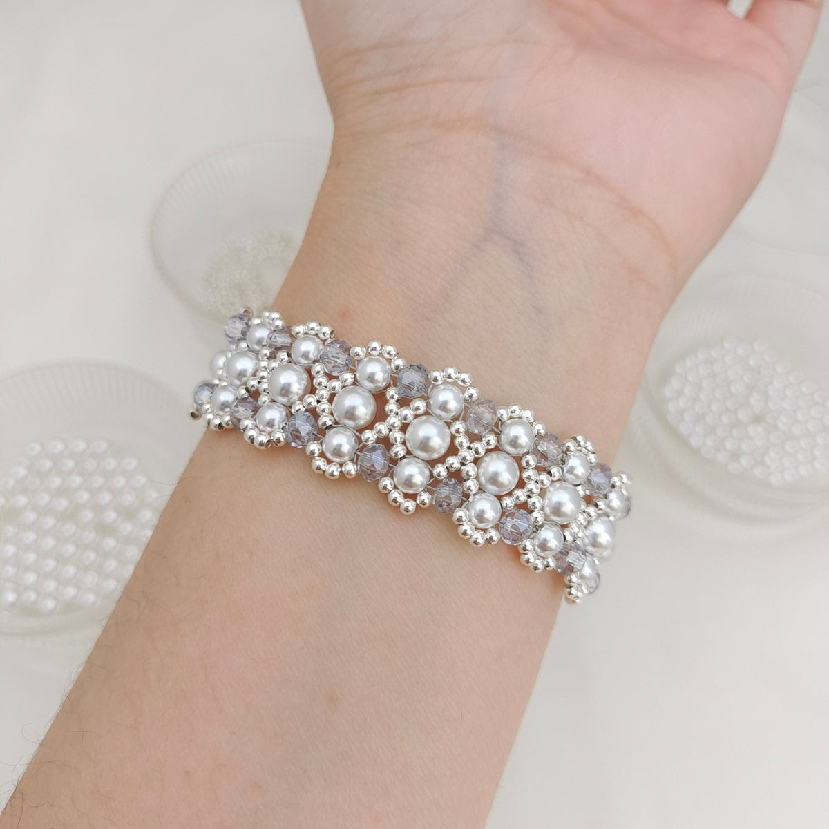 two pearl design handmade beaded bracelet