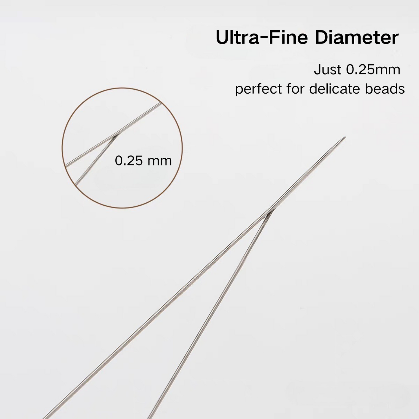 Beading needle tip thickness display
