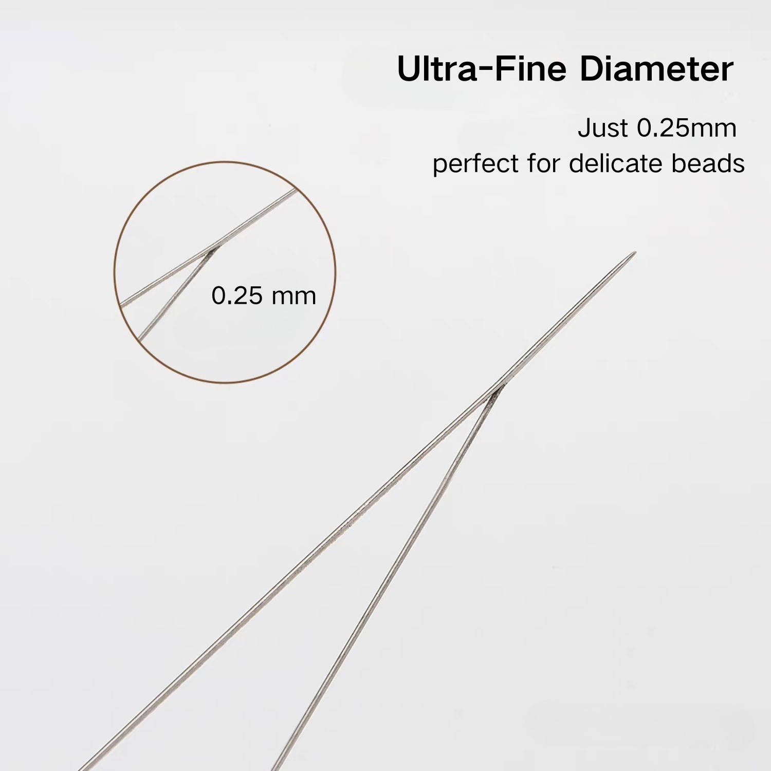 Beading needle tip thickness display
