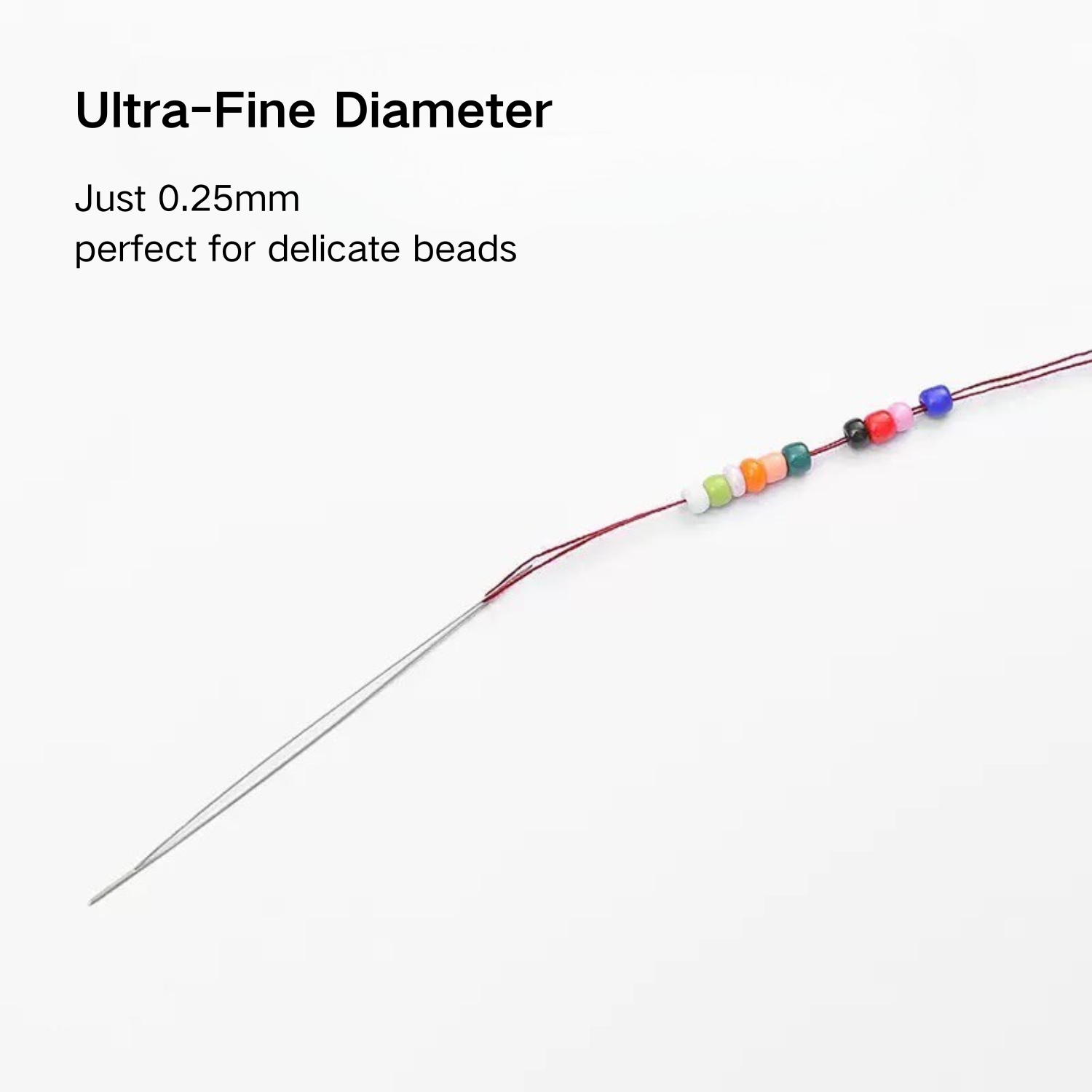 DIY beading needle tip size display