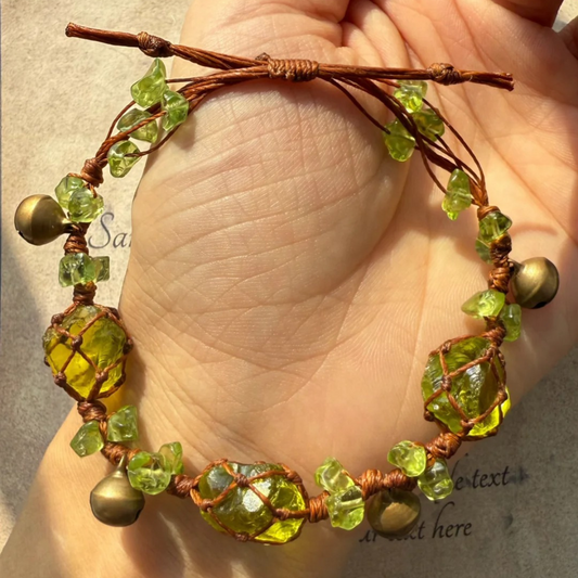 Peridot bracelet close-up