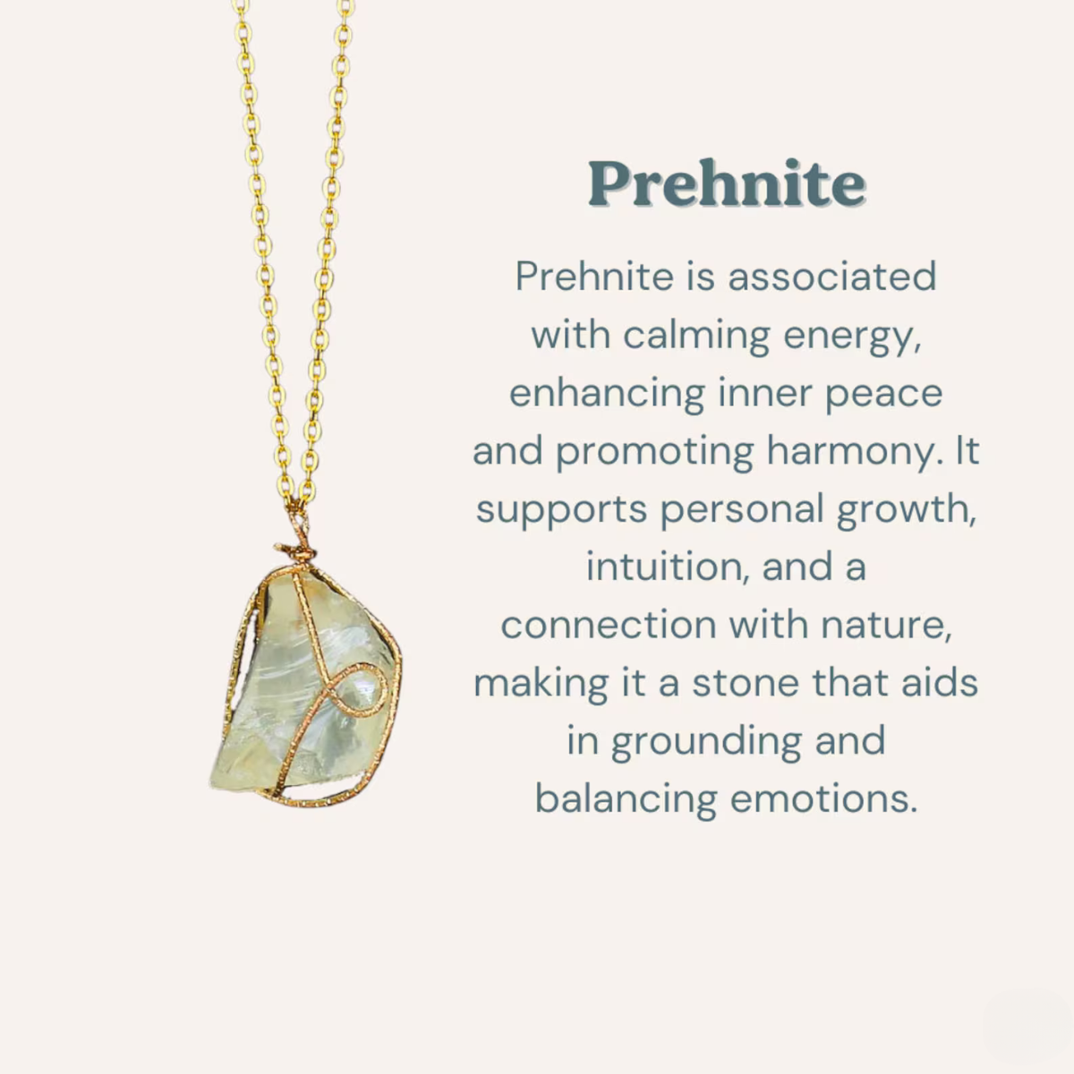 Raw prehnite necklace