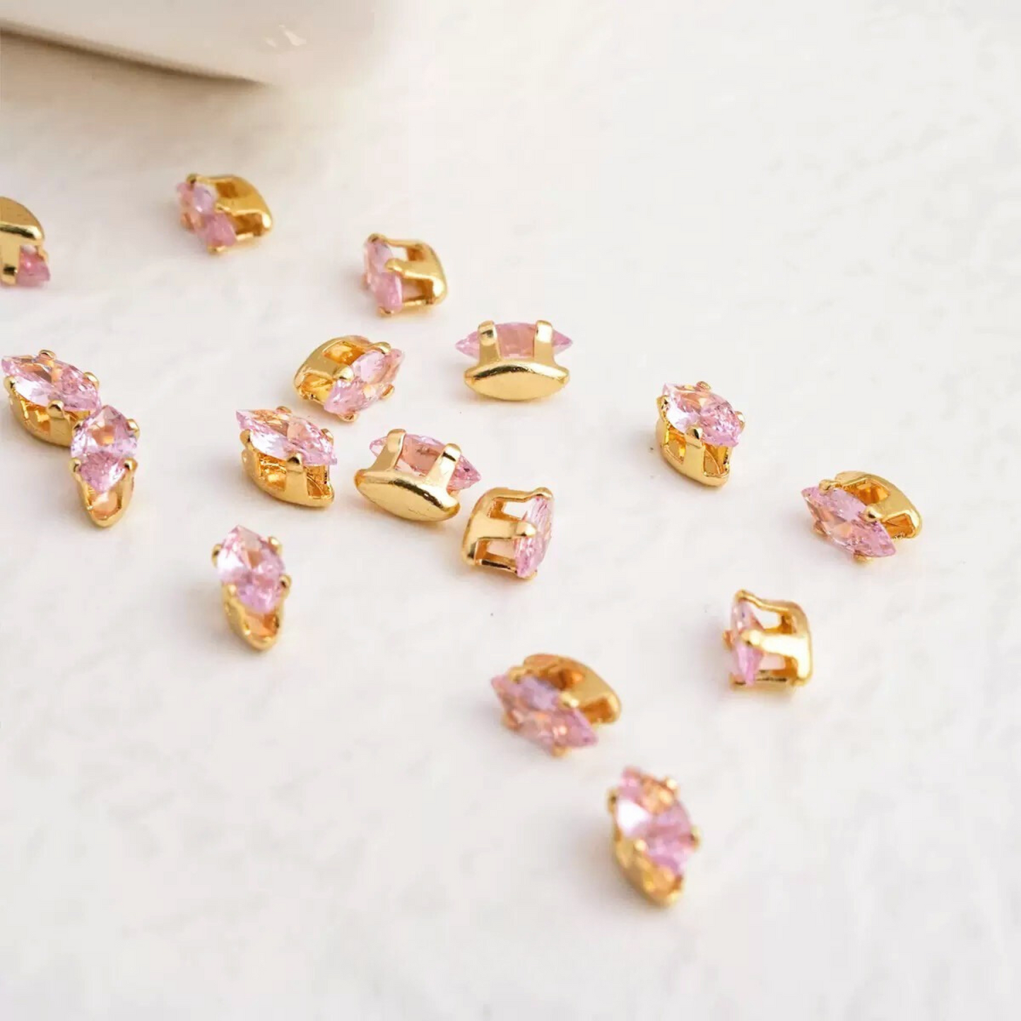 Gold-plated prong-set marquise CZ stones